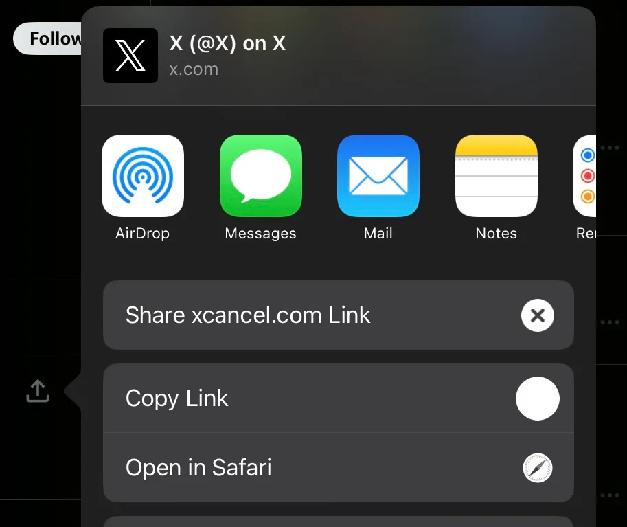 xcancel URL iOS shortcut